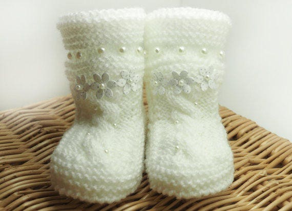Knitted Baby Booties - Knitted Baby Shoes - Newborn Booties - Knitted ...