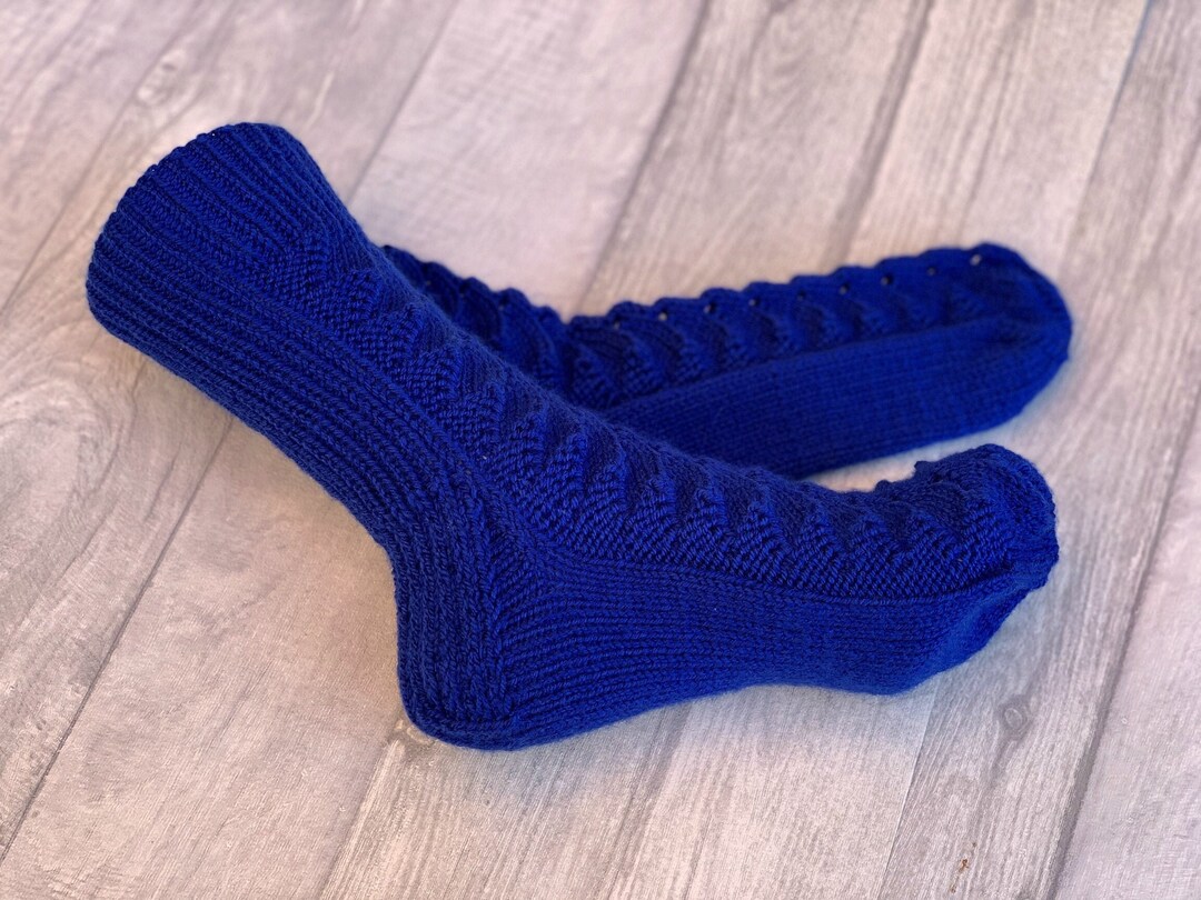 Blue Knitted Socks Knit Socks Knitted Wool Socks Women - Etsy UK