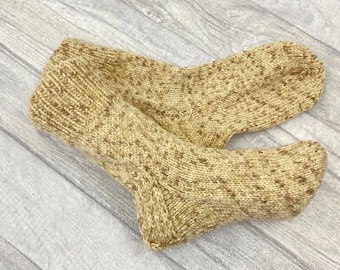 Wool Knitted Socks, Handmade Cable Knit Gift