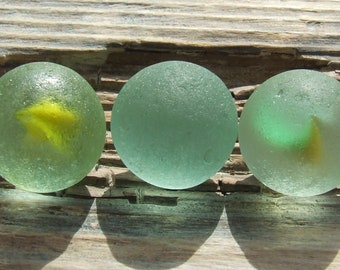set of 3, sea marbles, vintage, well glazed, authentic finds from the sea