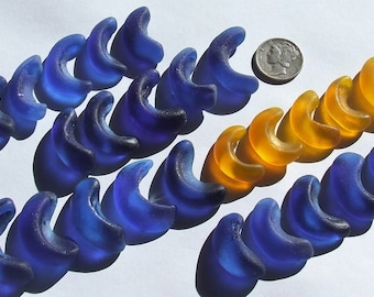 deep blue and yellow glass insulators, authentic sea finds 821