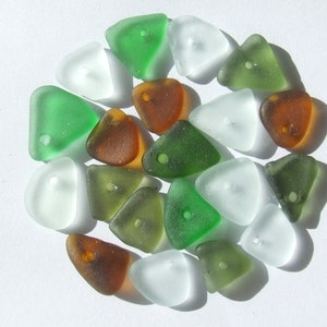 Multicolor fragments, authentic perforated sea glass, for pendants 265