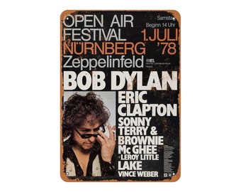 Vintage Look 1978 Bob Dylan and Eric Clapton in Germany Metal Sign