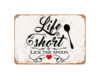 vintage spoon lick the spoon x Life is short gift boxed birthday gift motivation gift gift under 15 Stamped spoon quote spoon