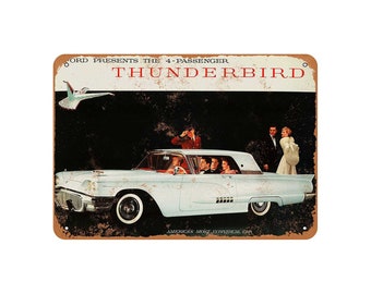58 Ford Thunderbird Square Bird Wood Ornament Engraved