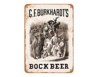 Burkhardts Bock beer 1877 Vintage poster reproduction.