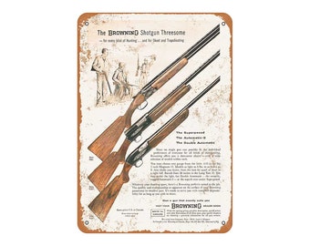 1957 Browning Double Auto Shotguns Reproduction Metal Sign 8 x 12