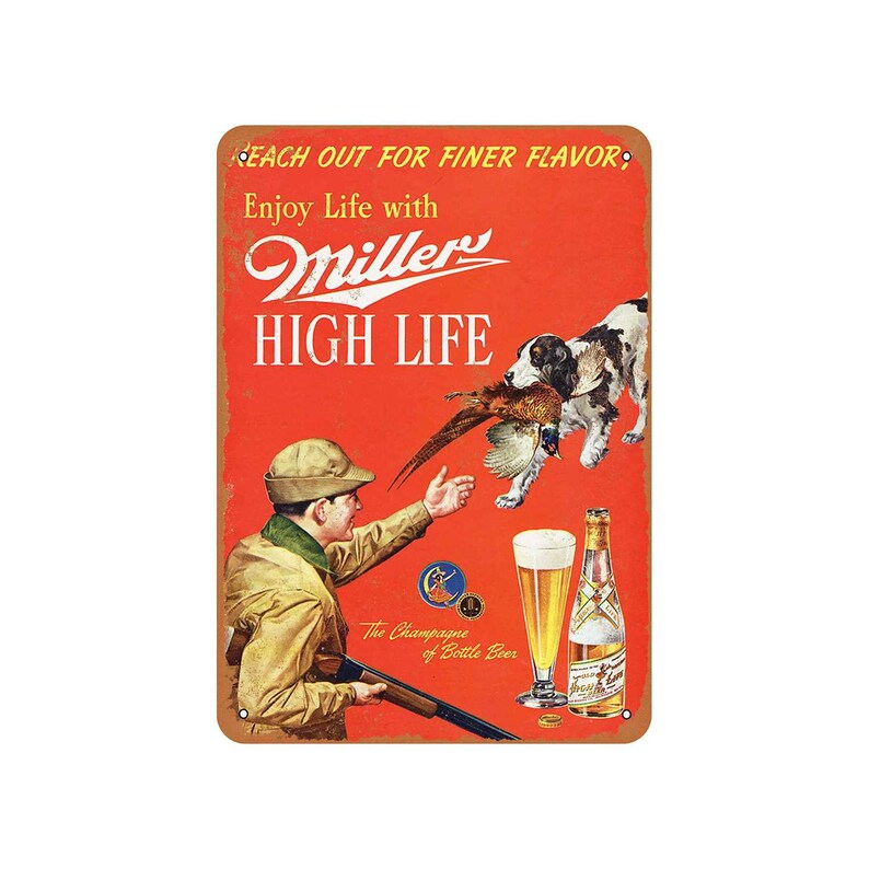1958 Miller Beer and Pheasant Hunting Vintage Look Metal Sign Etsy