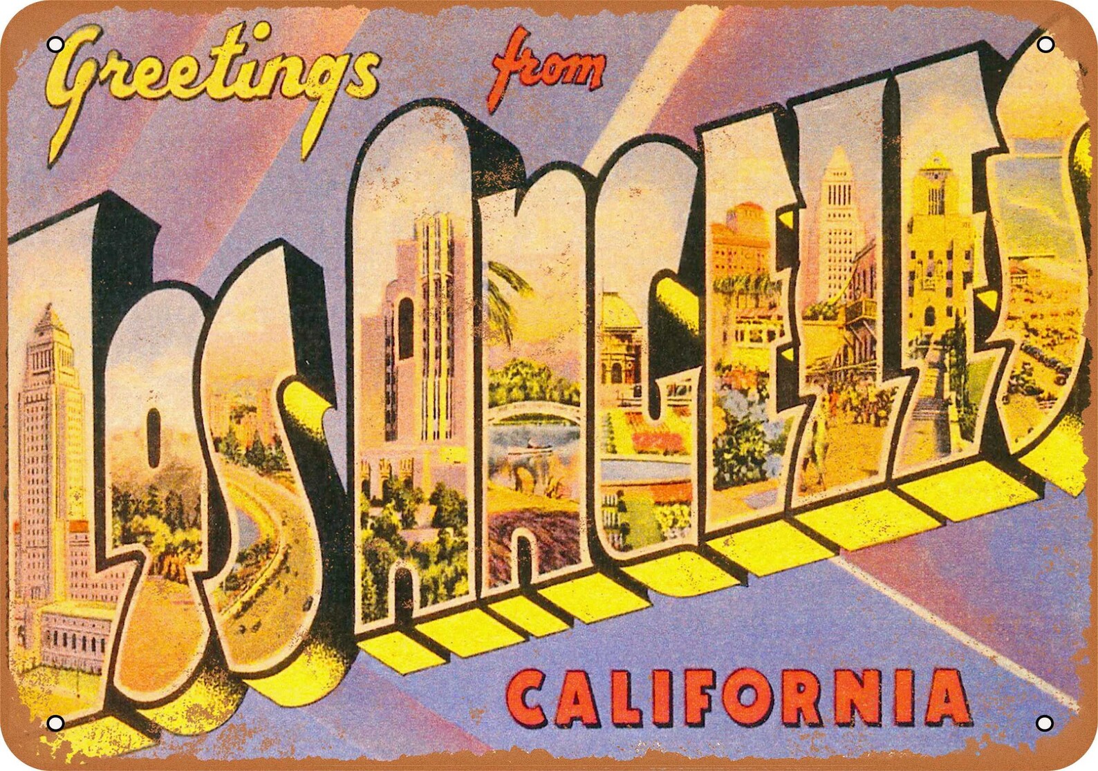Greetings From Los Angeles Vintage Look Metal Sign Etsy