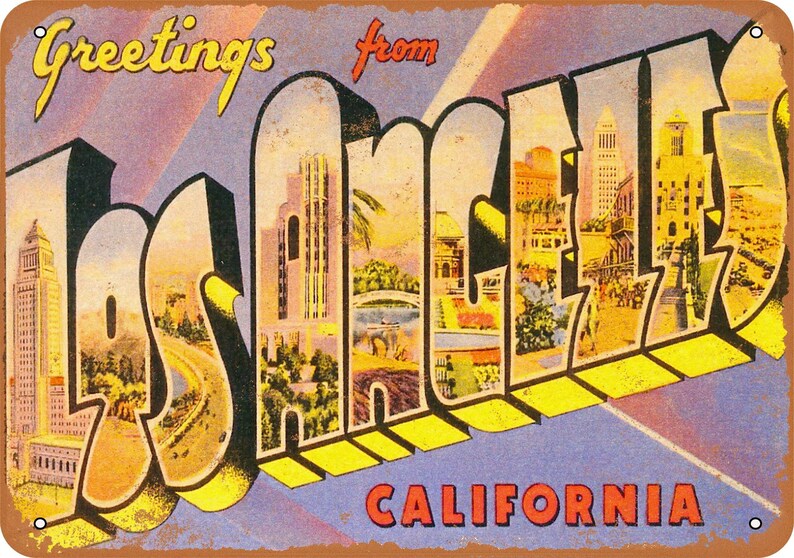 Greetings From Los Angeles Vintage Look Metal Sign Etsy