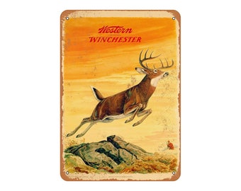 Winchester Firearms & Ammunition Express Ammo Retro Round Metal Tin Sign 