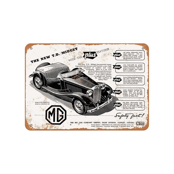 Vintage Look Reproduction 1968 MG Midget Metal Sign