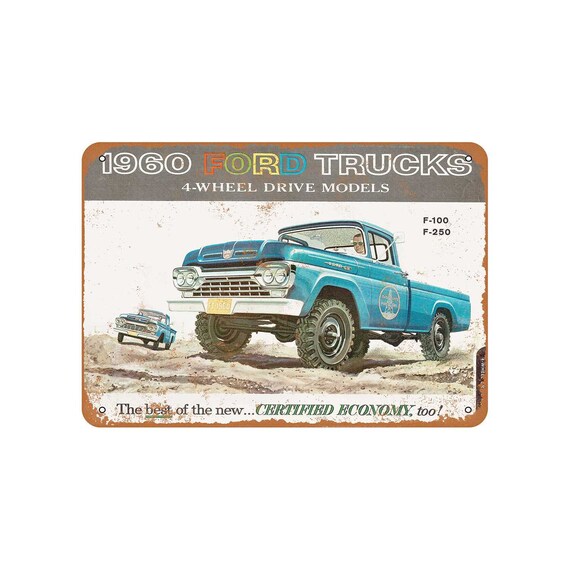 1960 Ford Trucks 4 Wheel Drive Vintage Look Metal Sign