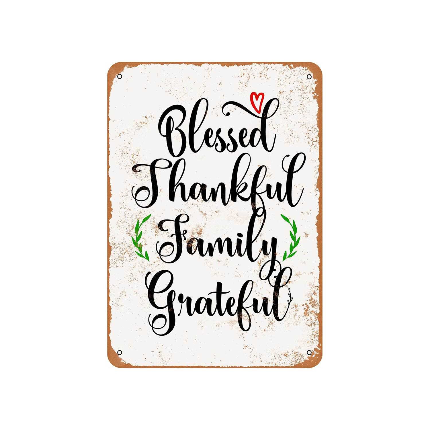 Blessed Thankful Family Grateful Vintage Look Metal Sign | Etsy