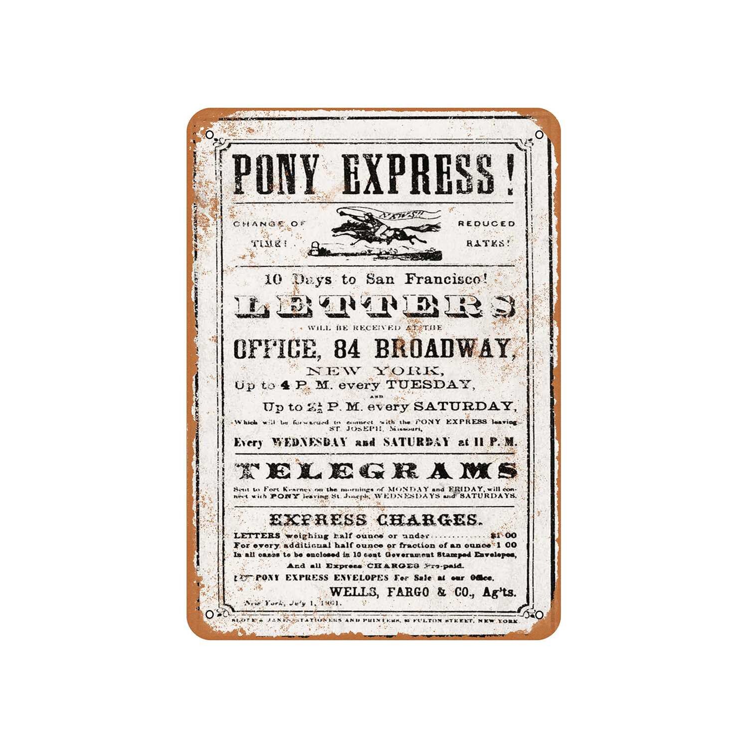 1861 Pony Express Vintage Look Metal Sign Etsy