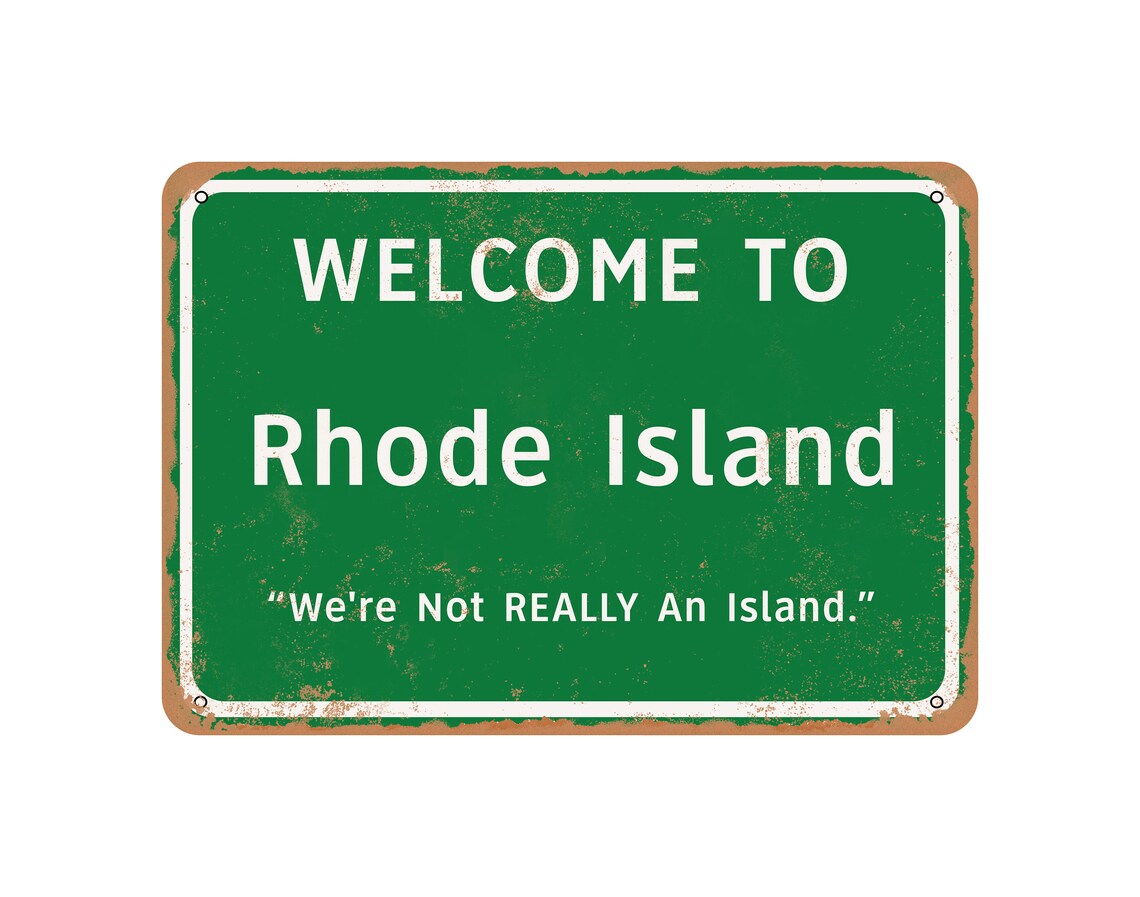 to Rhode Island Vintage Look Funny Metal Sign Etsy