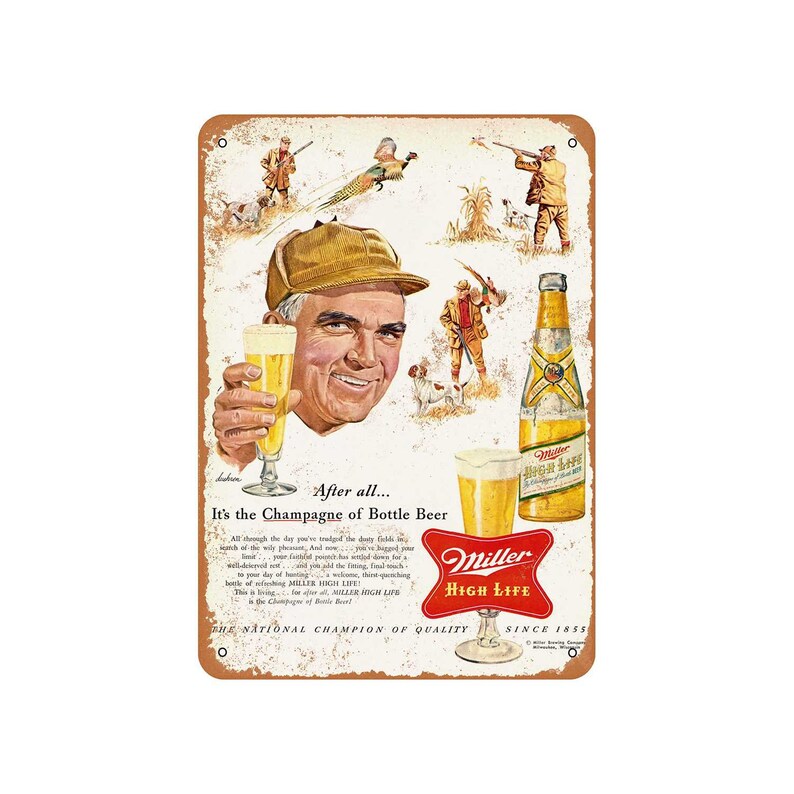 1954 Miller Beer and Pheasant Hunting Vintage Look Metal Sign Etsy