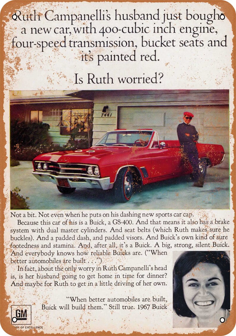 1967 Buick GS400 Vintage Look Metal Sign or Matted Print for 11x14 Frame