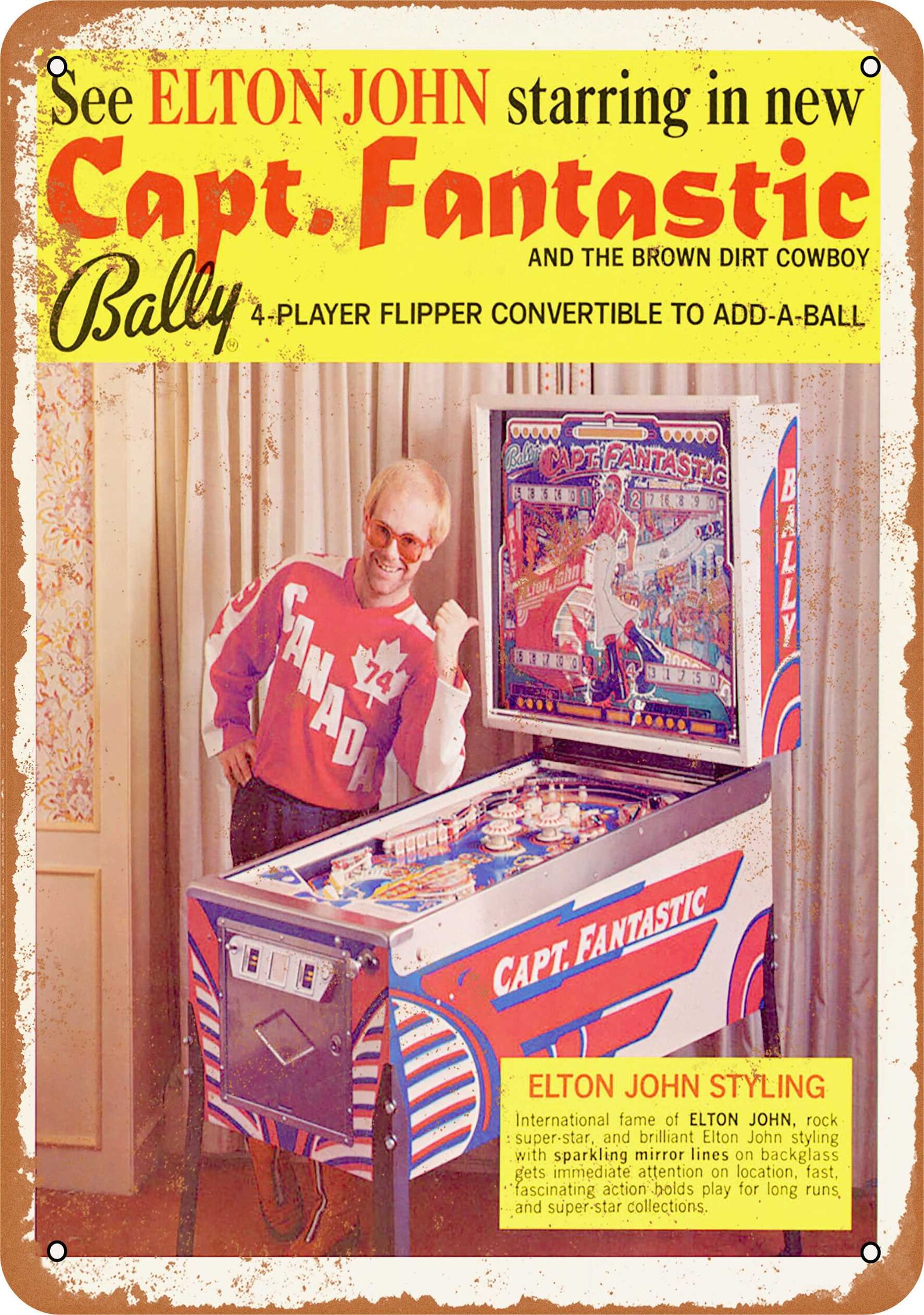1976 Elton John Bally Pinball Machines Vintage Look Metal Sign Etsy