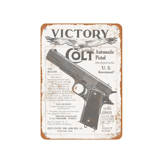 Metal Sign Vintage Look Reproduction Colt M1911 Victory