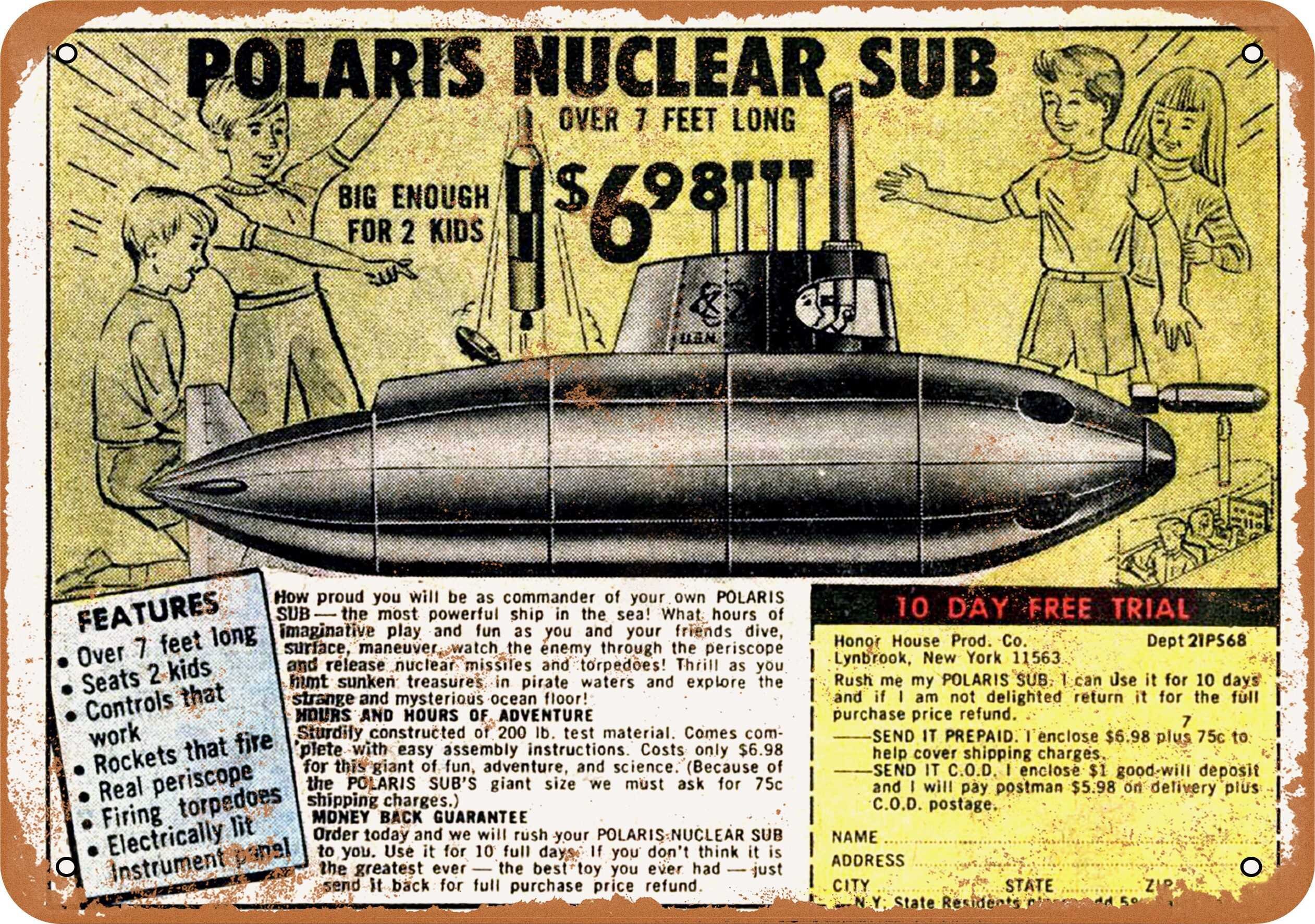1972 Polaris Nuclear Sub Toy Vintage Look Metal Sign Etsy