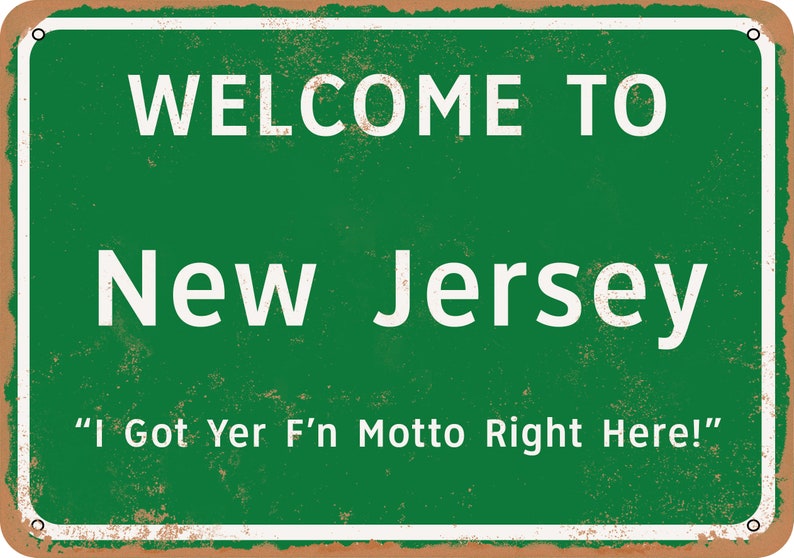 Welcome to New Jersey Vintage Look Funny Metal Sign or Matted Print for 11x14 Frame