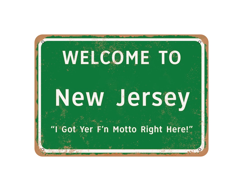 Welcome to New Jersey Vintage Look Funny Metal Sign or Matted Print for 11x14 Frame