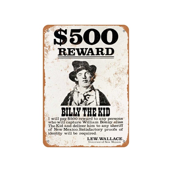 1878 Billy The Kid Wanted Poster 9 x 12 Metal Sign Vintage Look