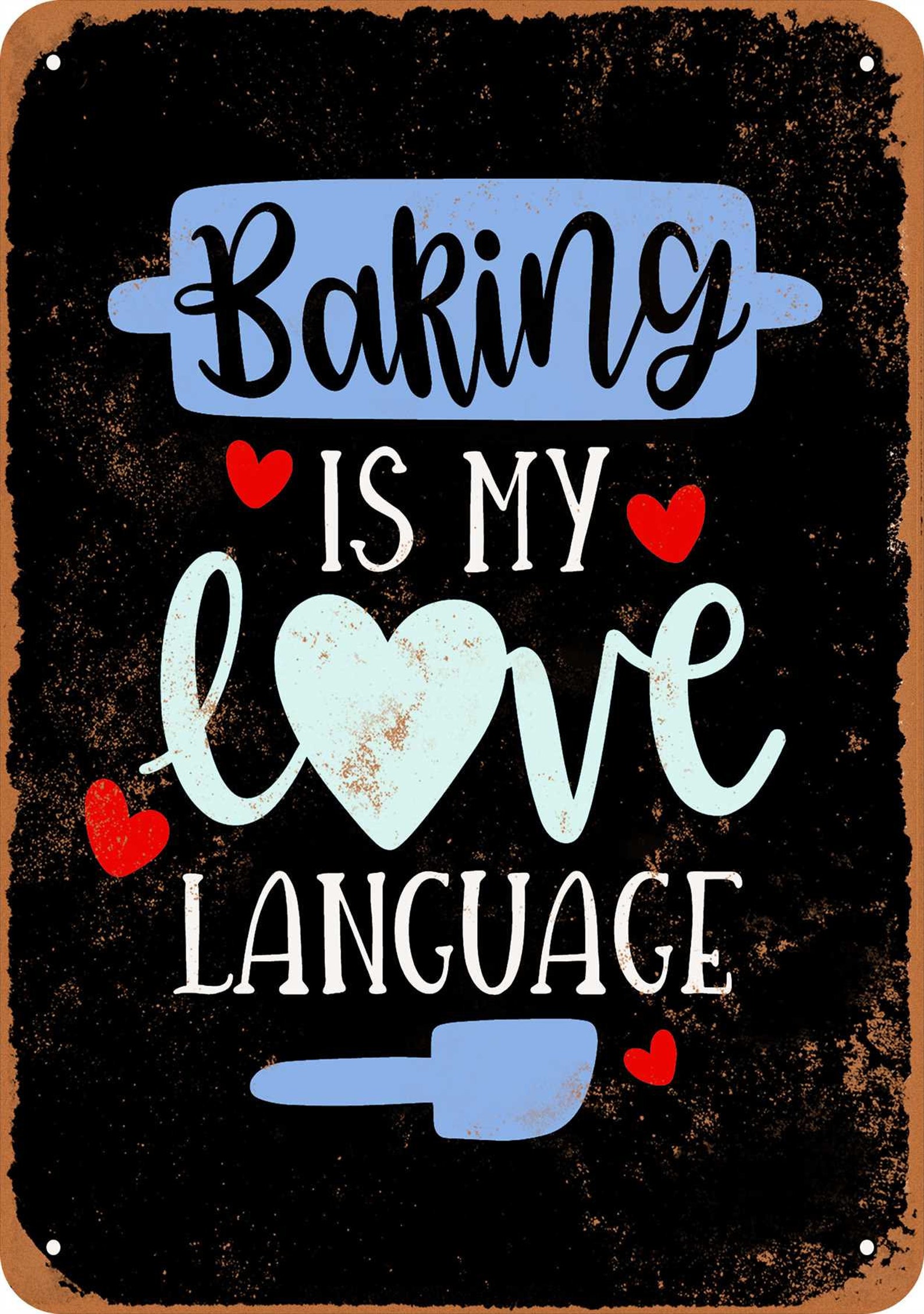 Baking is My Love Language black Background Vintage Look Etsy