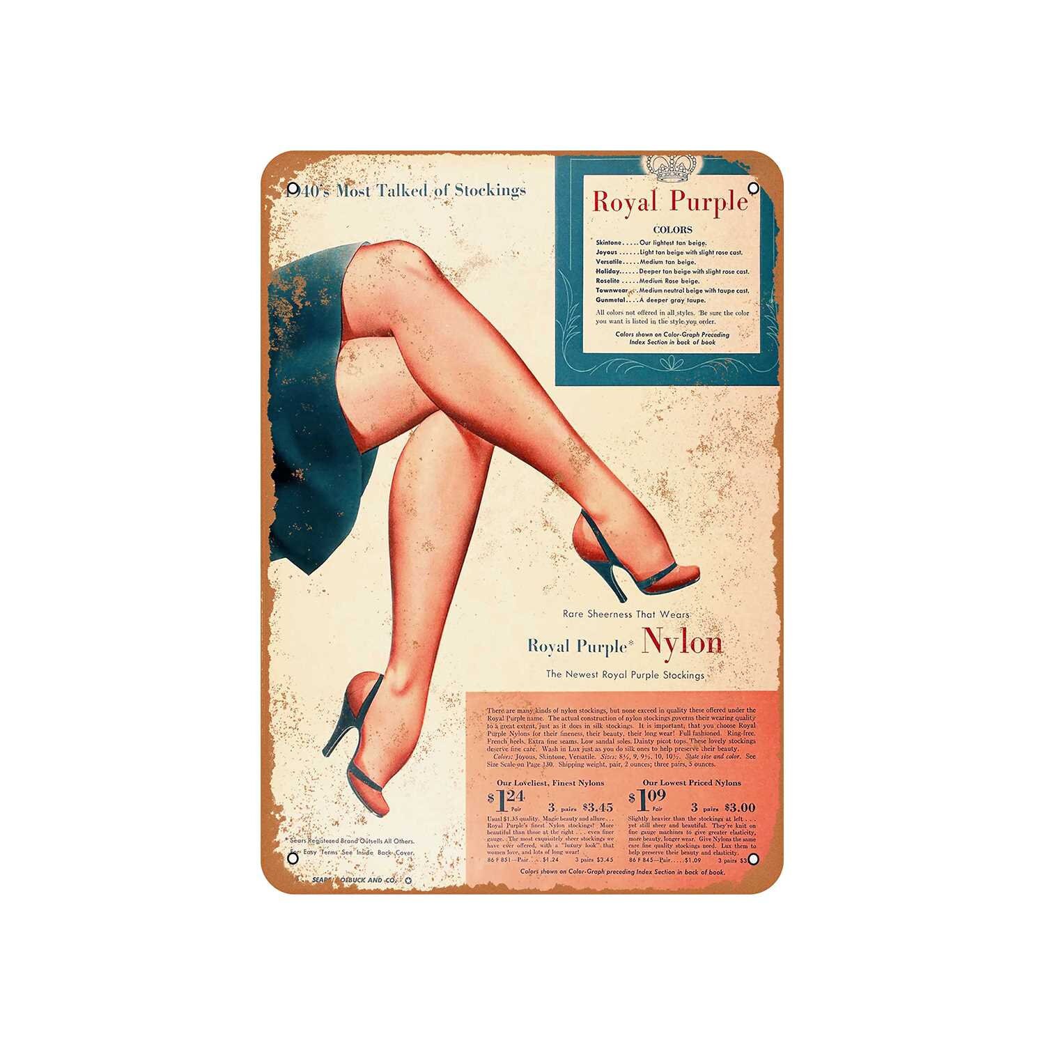 1940 Royal Purple Nylon Stockings Vintage Look Metal Sign Etsy 1940 Royal Purple Nylon Stockings Vintage Look Metal Sign Etsy