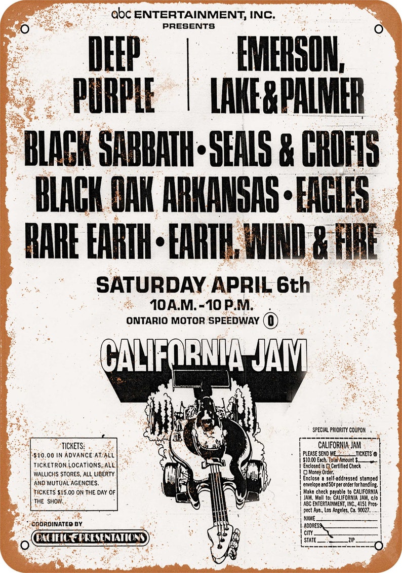1974 California Jam Ontario Motor Speedway Vintage Look Metal Etsy