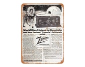 1924 Zenith Long-Distance Radios Vintage Look Metal Sign