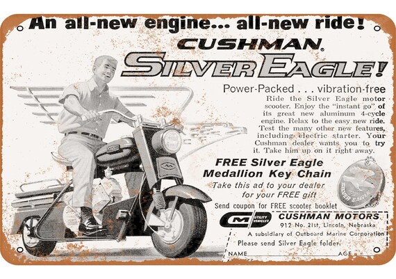 Vintage Cushman Scooter Illustration Photo Keychain Great Gift