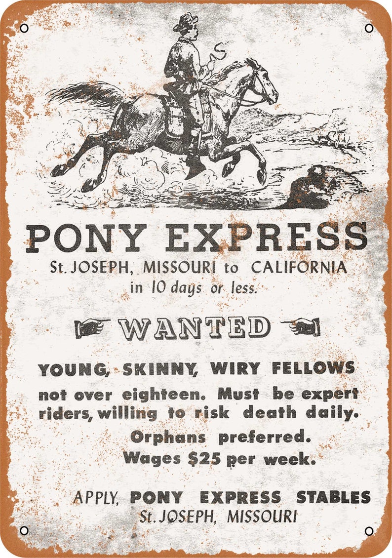 1861 Pony Express 2 Vintage Look Metal Sign Etsy