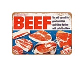 Nourishing Beef Cuts Vintage Look Metal Sign
