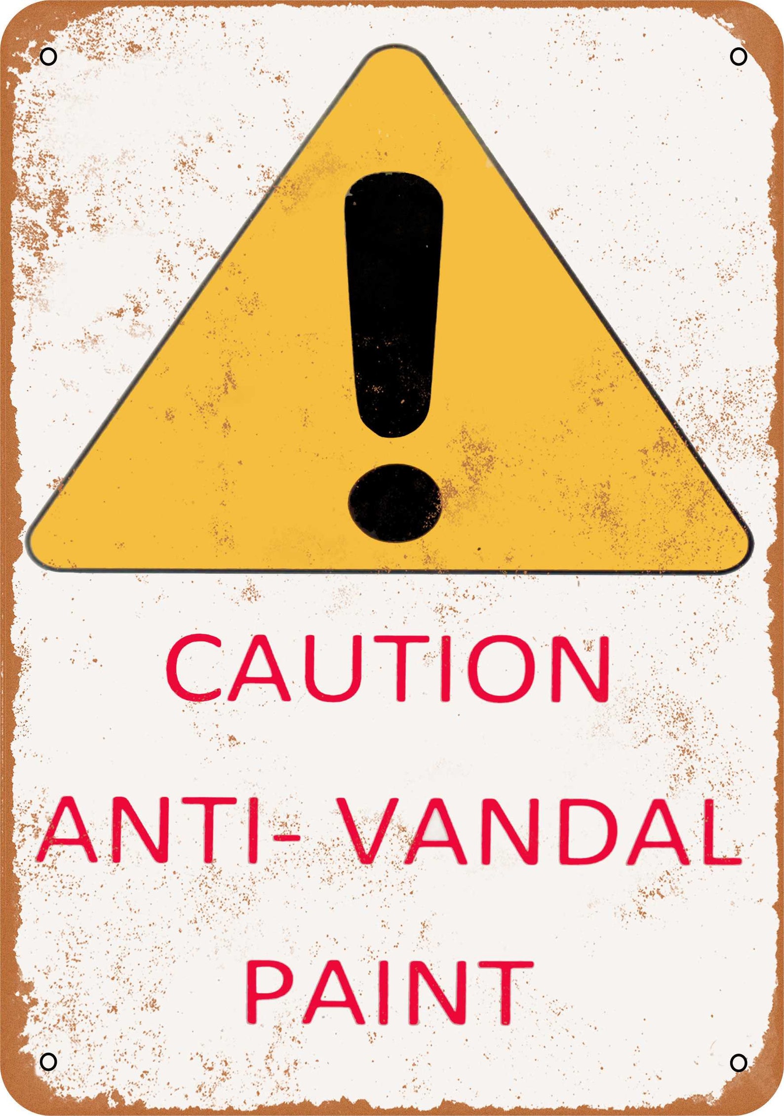 Caution AntiVandal Paint Vintage Look Metal Sign Etsy