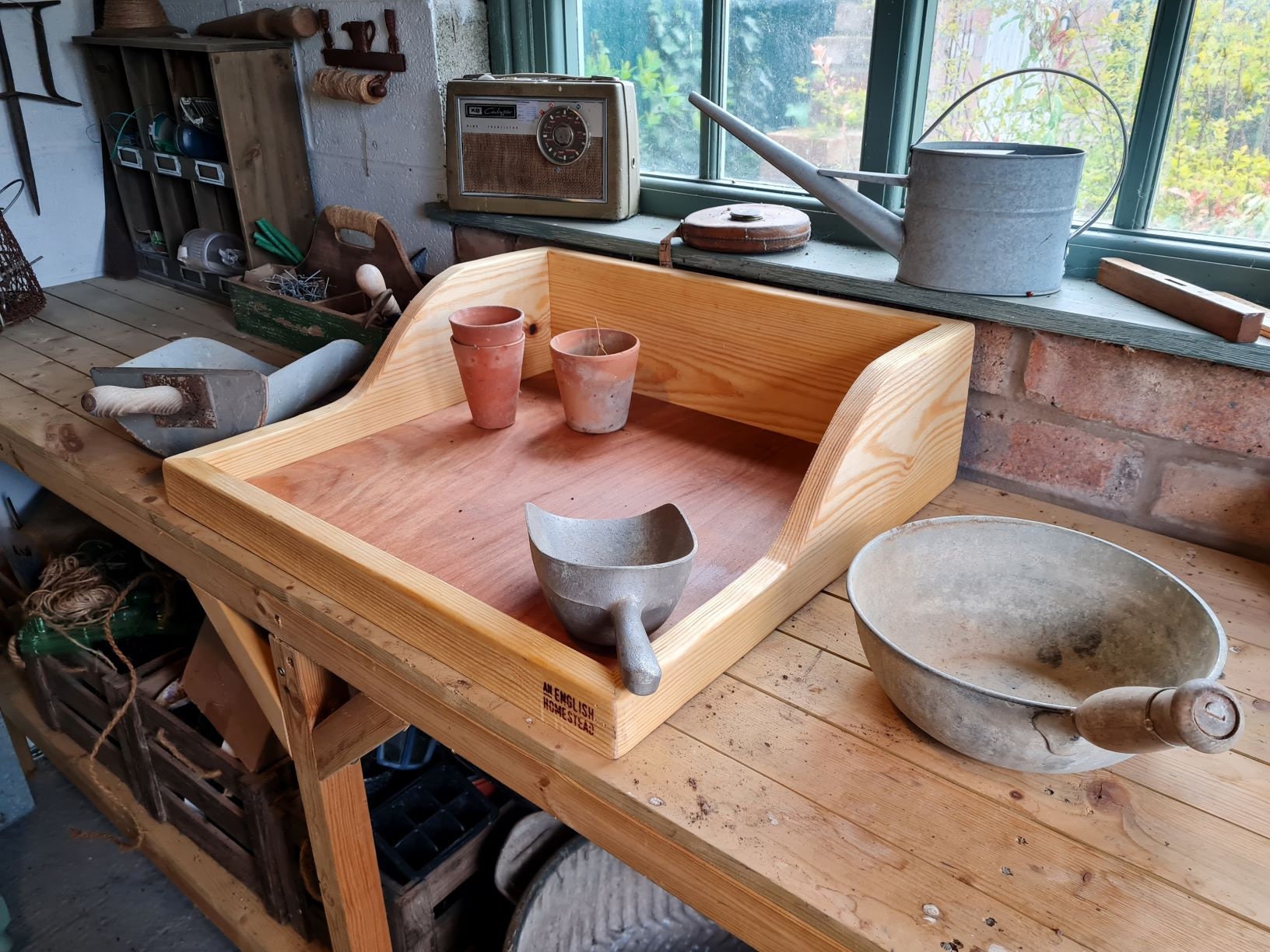 Large Wooden Potting Tray Etsy UK