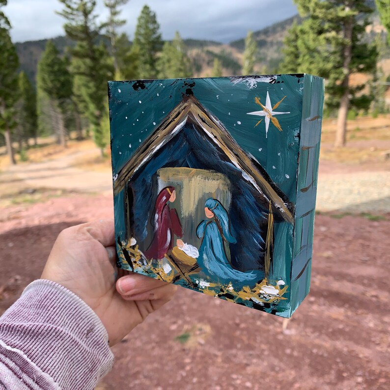 Nativity Scene rustic holiday decor nativity wood art Etsy