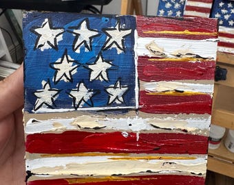 Vintage American Flag Small paintings. Original Acrylic Painting