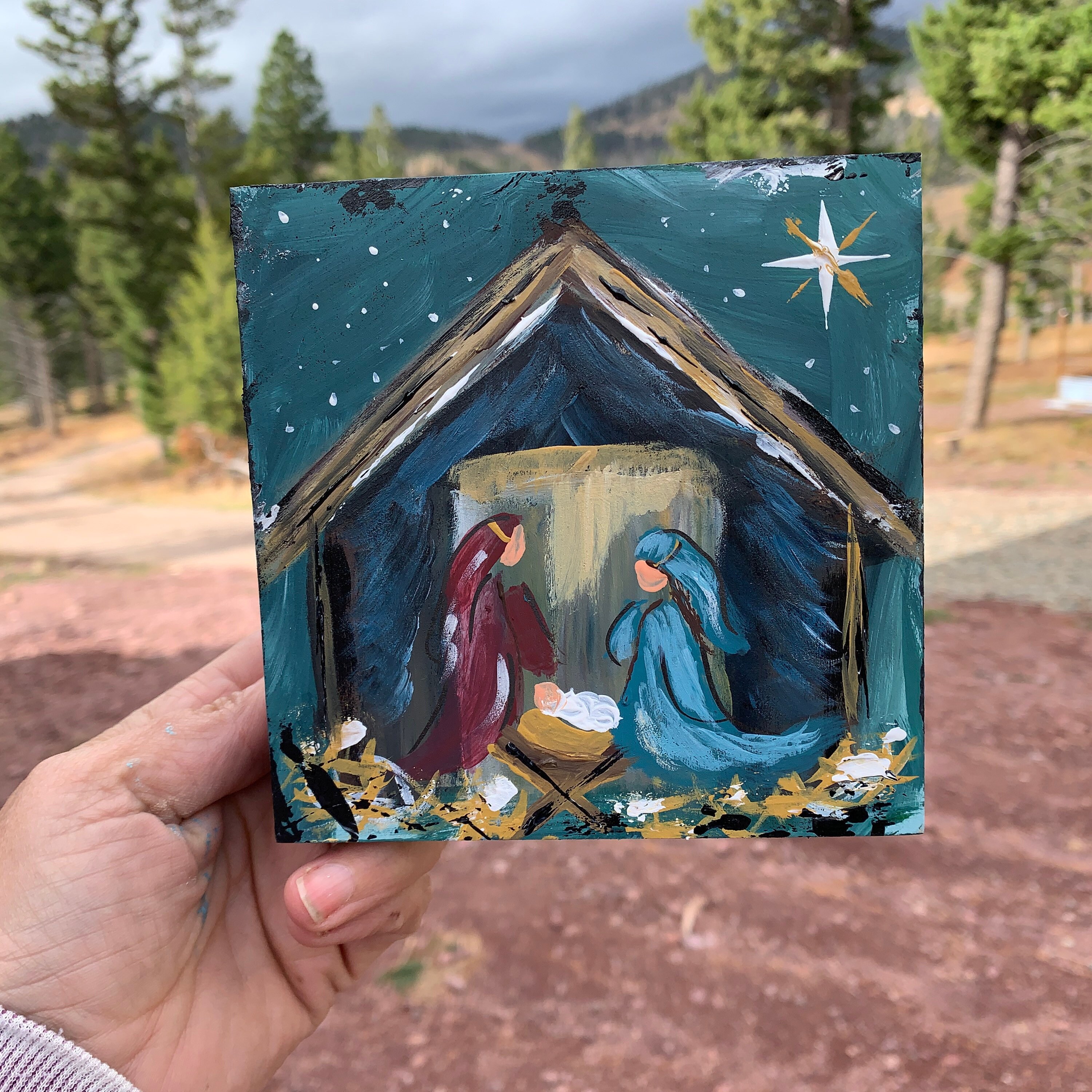 Nativity Scene rustic holiday decor nativity wood art Etsy