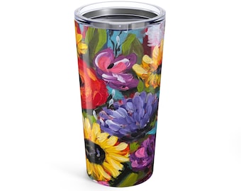 Colorful Floral Bouquet Tumbler | 20oz Stainless Travel Cup