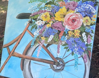 Floral Spring Bike Acrylic Original Painting