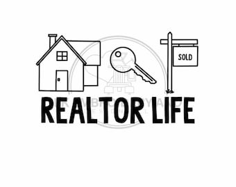 DIGITAL FILE Realtor Life Machine Embroidery File – Digital Download | Real Estate Stitch Design with House, Key & SOLD Sign
