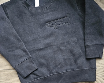 Long Hidden Dog Blue Dog Embroidered Toddler Crewneck Sweatshirt