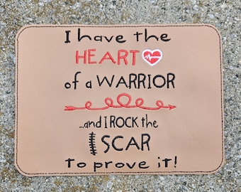 Embroidered Faux Leather Marine Vinyl Stroller Wagon Patch Heart Warrior CHD Patch