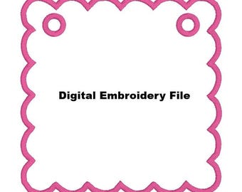 DIGITAL FILE Scalloped Square Banner Embroidery File Design 3 sizes