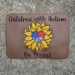 Embroidered Faux Leather Marine Vinyl Stroller Wagon Patch Autism Acceptance