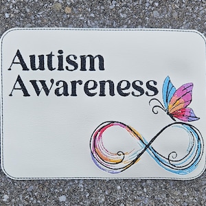 Embroidered Faux Leather Marine Vinyl Stroller Wagon Patch Butterfly Autism Awareness