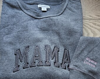 Embroidered Glitter Vinyl Mama Sweatshirt Crewneck