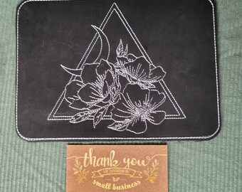 Embroidered Faux Leather Marine Vinyl Stroller Wagon Patch floral triangle